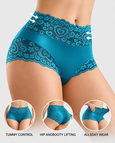 5-Pack Mid Waisted Soft Lace Full Coverage Briefs