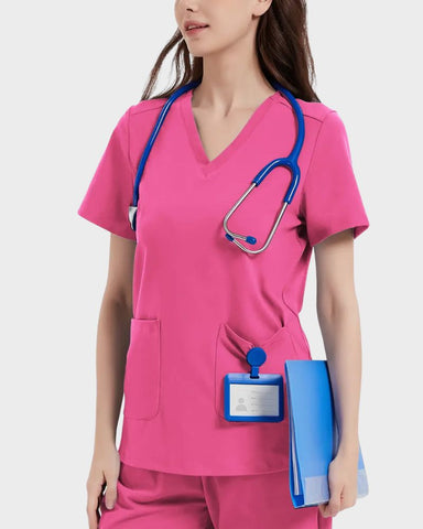 Stretch V-Neck 2-Pocket Uniform Costume Top