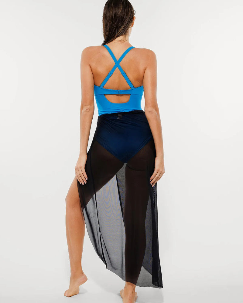 Popilush® Mesh Inset Tie-Side Sculpting One-Piece Swimsuit