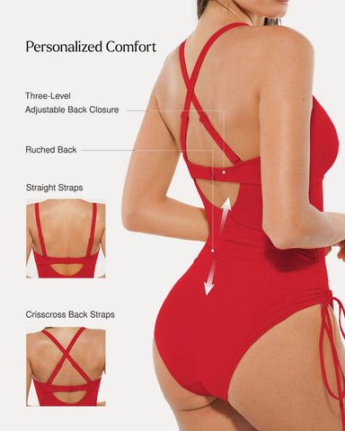 Popilush® Mesh Inset Tie-Side Sculpting One-Piece Swimsuit