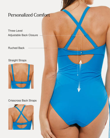 Popilush® Mesh Inset Tie-Side Sculpting One-Piece Swimsuit