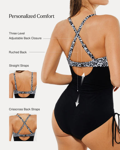 Popilush® Mesh Inset Tie-Side Sculpting One-Piece Swimsuit