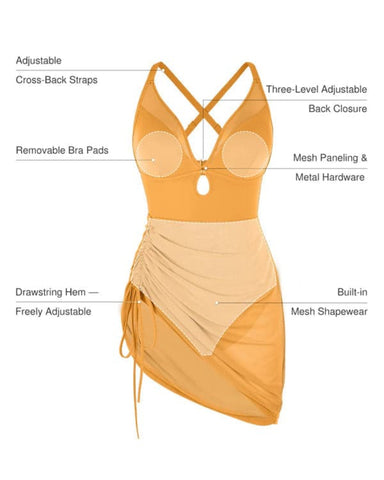 Popilush® Mesh Inset Tie-Side Sculpting One-Piece Swimsuit