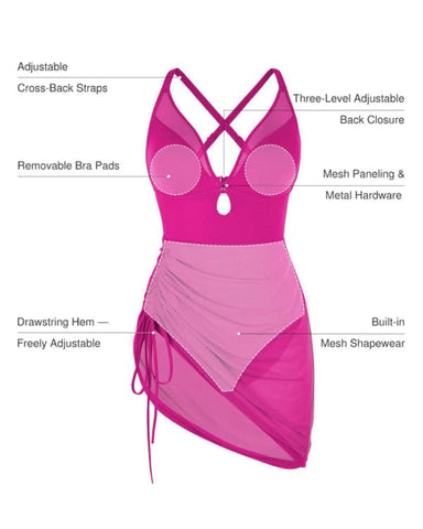 Popilush® Mesh Inset Tie-Side Sculpting One-Piece Swimsuit