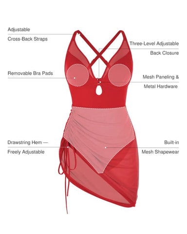 Popilush® Mesh Inset Tie-Side Sculpting One-Piece Swimsuit