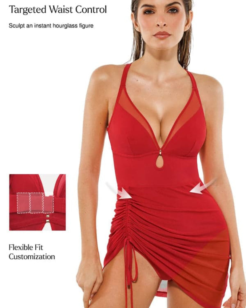 Popilush® Mesh Inset Tie-Side Sculpting One-Piece Swimsuit