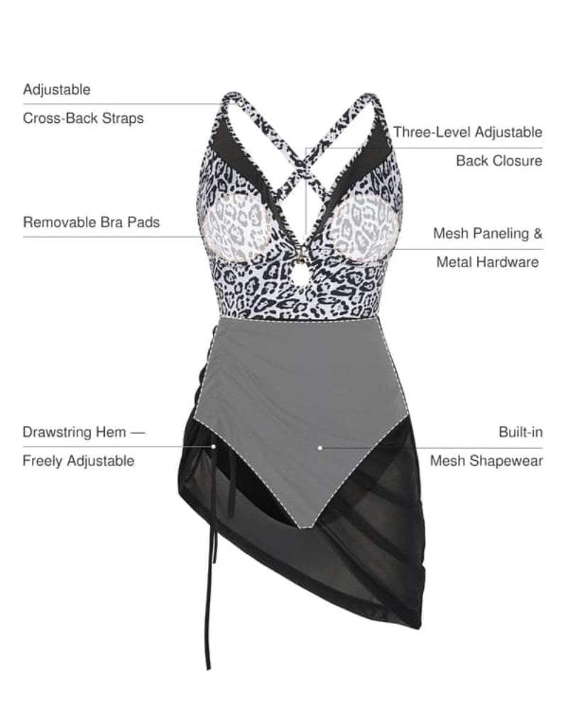 Popilush® Mesh Inset Tie-Side Sculpting One-Piece Swimsuit