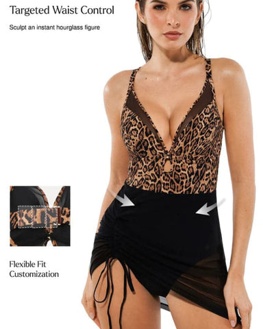 Popilush® Mesh Inset Tie-Side Sculpting One-Piece Swimsuit