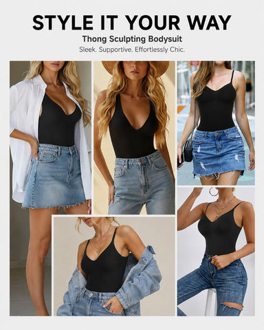 Wireless Plunge Sculpting Thong Bodysuit