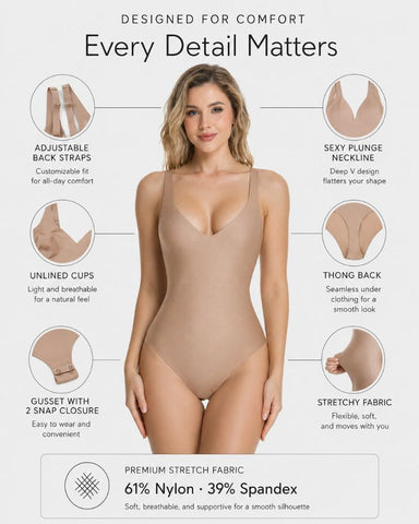 Wireless Plunge Sculpting Thong Bodysuit