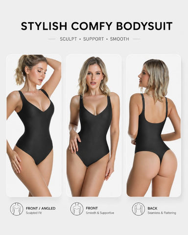 Wireless Plunge Sculpting Thong Bodysuit