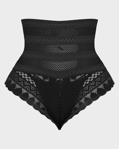 High-Waist Lace Mesh Shaping Panty