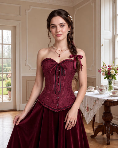 Front Closure Lace-Up Overbust Costume Corset Shapewear