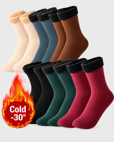 Thick Fleece Lined Warm Crew Socks - 6 Pairs