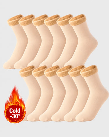 Thick Fleece Lined Warm Crew Socks - 6 Pairs