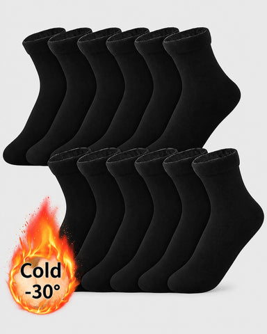 Thick Fleece Lined Warm Crew Socks - 6 Pairs