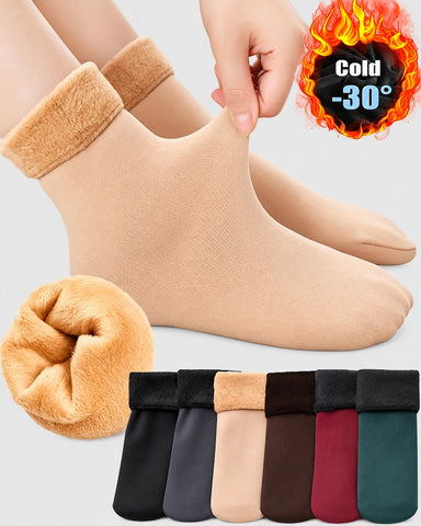 Thick Fleece Lined Warm Crew Socks - 6 Pairs