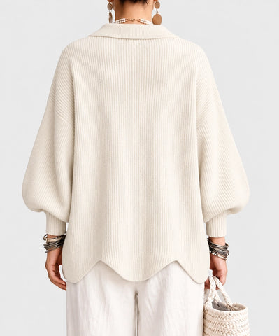 Lantern Long Sleeve Lapel Knit Cardigan Coat
