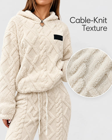 Coral Soft Plush Wool Baggy Hoodie Top