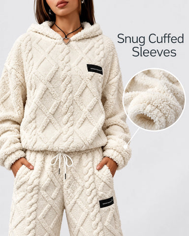 Coral Soft Plush Wool Baggy Hoodie Top