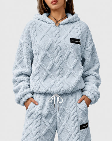 Coral Soft Plush Wool Baggy Hoodie Top