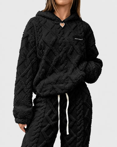 Coral Soft Plush Wool Baggy Hoodie Top