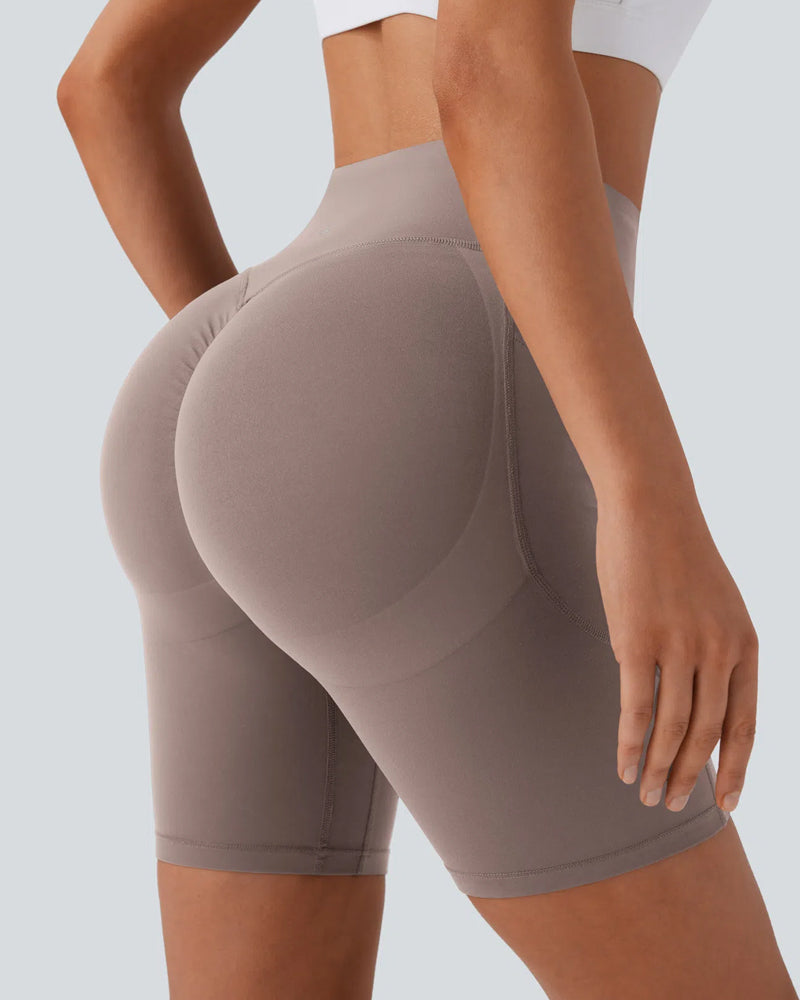 High Waisted Butt Lifting Tummy Control Side Pocket Shaping Training Shorts 7