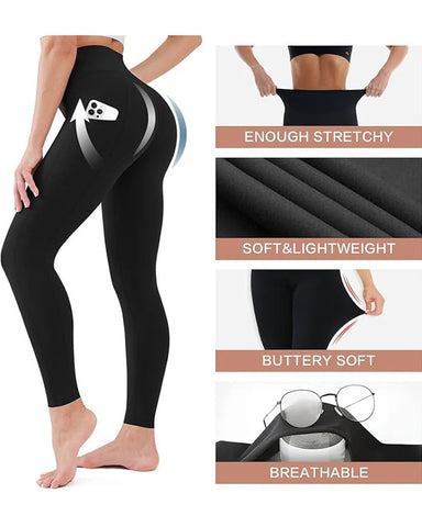 High Waisted Butt Lifting Tummy Control Side Pocket Shaping Leggings
