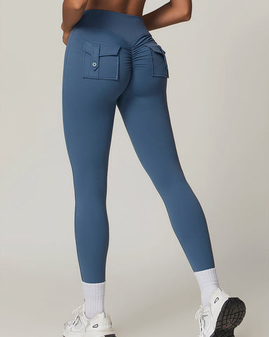 Y2K Cargo Leggings with Wide Waistband & Butt Lift