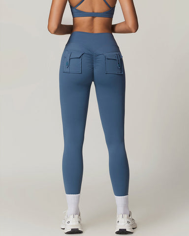 Y2K Cargo Leggings with Wide Waistband & Butt Lift