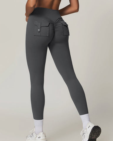 Y2K Cargo Leggings with Wide Waistband & Butt Lift