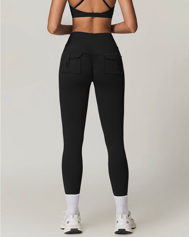 Y2K Cargo Leggings with Wide Waistband & Butt Lift