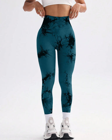 Tie Dye Wide Waistband Sports Leggings