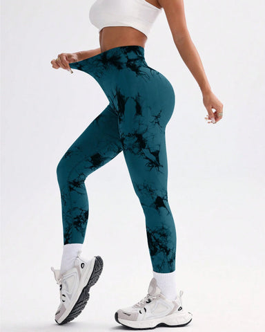 Tie Dye Wide Waistband Sports Leggings