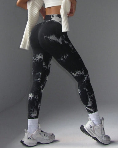 Tie Dye Wide Waistband Sports Leggings