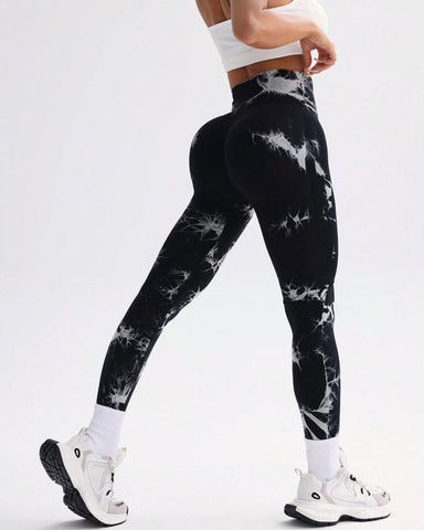 Tie Dye Wide Waistband Sports Leggings