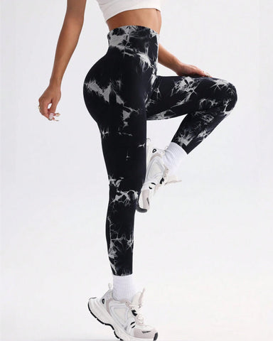 Tie Dye Wide Waistband Sports Leggings