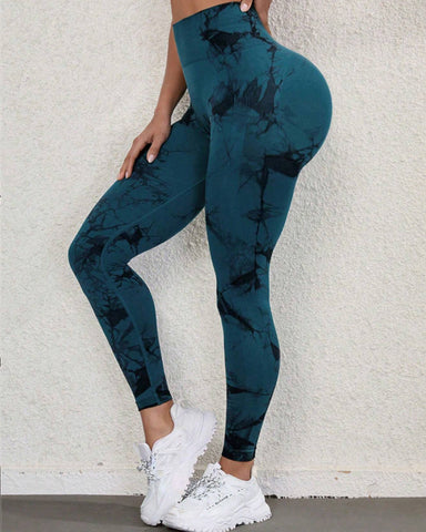 Tie Dye Wide Waistband Sports Leggings