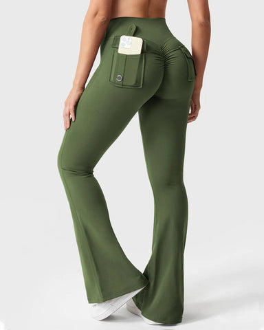 Flared Butt Lifting Leggings with Pockets